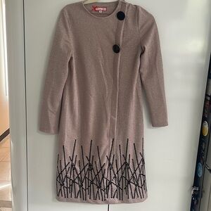 NWOT Kidichic Long Sleeve Shimery pink Dress with Black Accents for girls size…